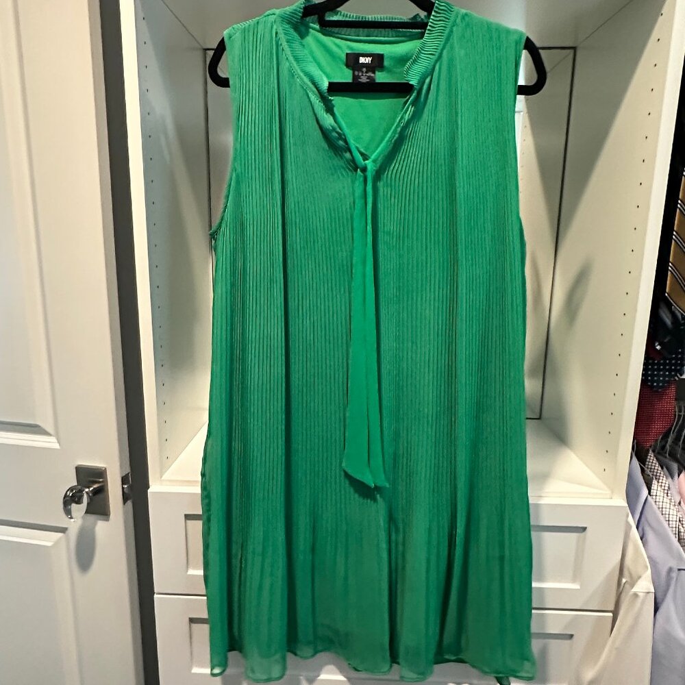 DKNY green pleated dress